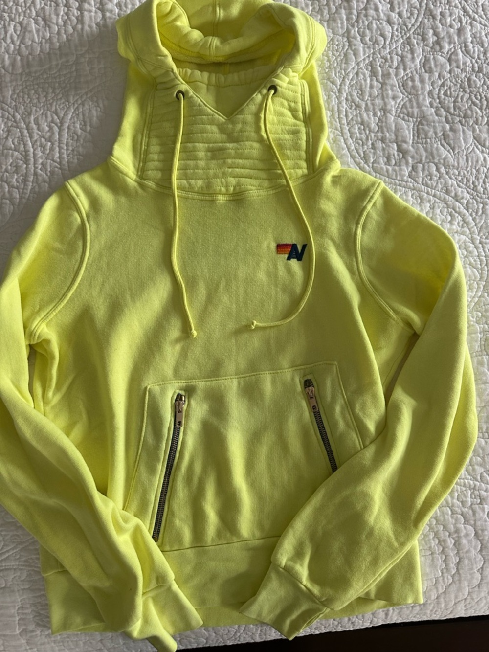 Aviator Nation Neon Yellow Hooded Pullover XS